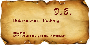 Debreczeni Bodony névjegykártya